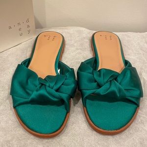 Satin Emerald Green Slides